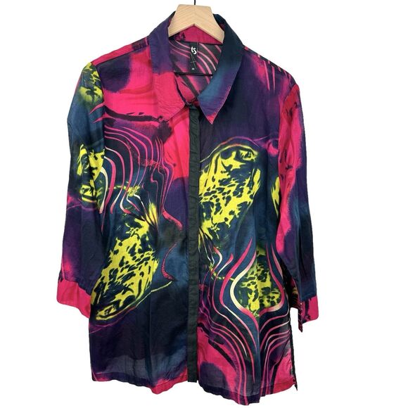 ts TAKING SHAPE Blouse Plus Sz 20 Australia Multicolor Long Sleeve Light Cotton - Picture 7 of 9